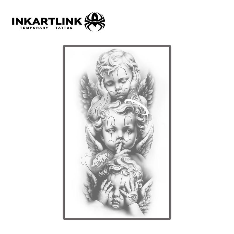 INKARTLINK Angel Herbal Juice Tattoo Sticker Magic Tattoo 15 Days Semi Permanent Realistic Fake Lasts 1-2 Weeks Temporary Design
