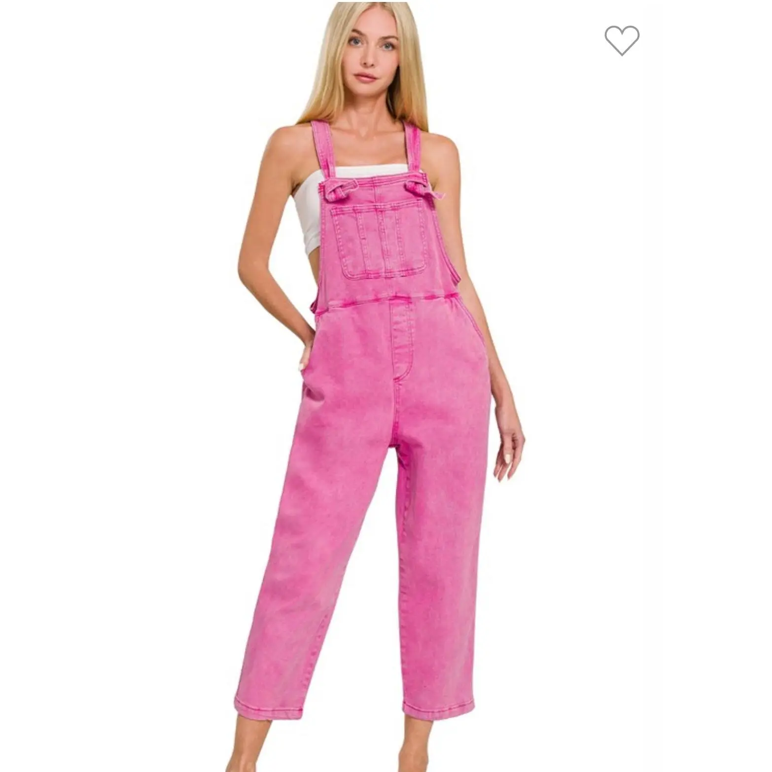 The It Girl Acid Washed Relaxed Fit Overalls - Hot Pink