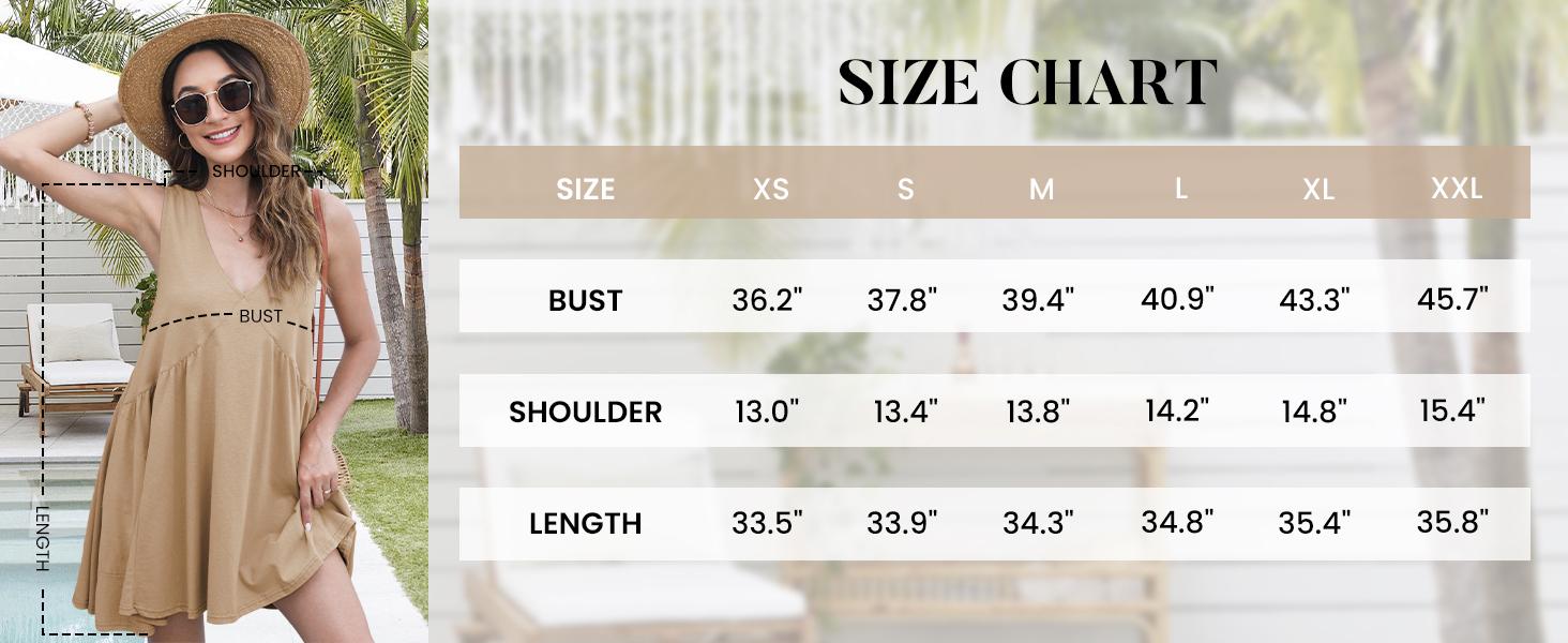Ommig Women's Summer Sleeveless Mini Dress Casual Loose V Neck Sundress with Pockets