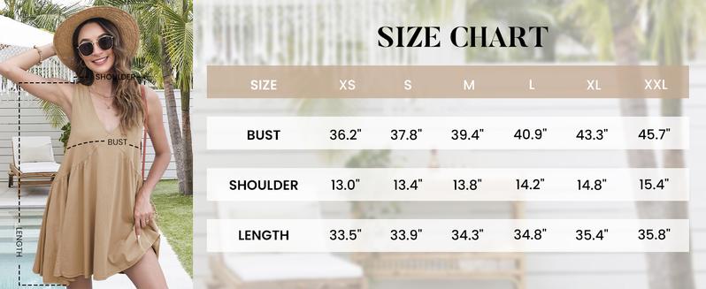 Ommig Women's Summer Sleeveless Mini Dress Casual Loose V Neck Sundress with Pockets