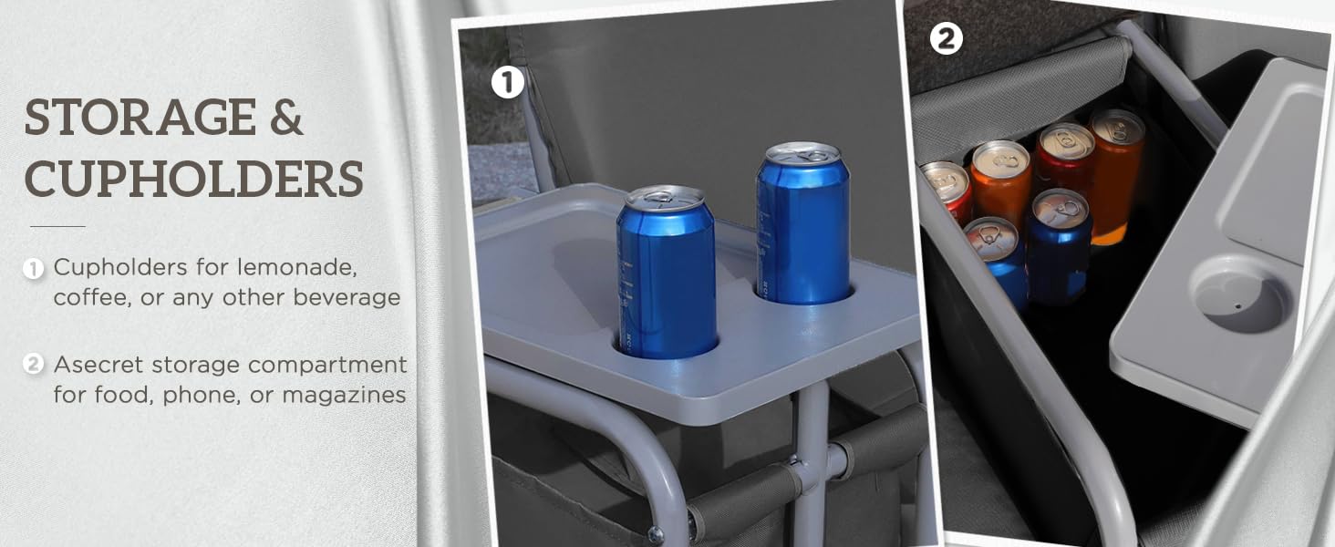 Outsunny 2 Person Porch Swing with Stand, Outdoor Swing with Canopy, Storage Table, 2 Cup Holders, Cushions for Patio, Backyard