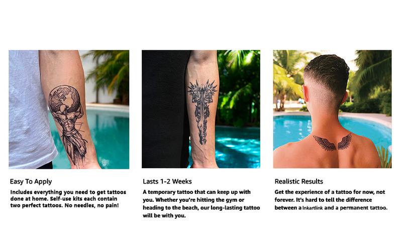 INKARTLINK Tattoo Tech, 2 Sheets Semi-Permanent Temporary Tattoos, Cute Dogs And Cats, Adult Art Design,Lasts 1-2 Weeks, Waterproof, Realistic Look, No Adhesive, No Reflection,For Man And Woman,Ideal for Swimming, Party