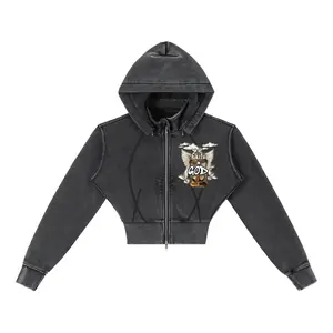 Faith in GOD Women’s Vintage Washed Cropped Fleece Hoodie