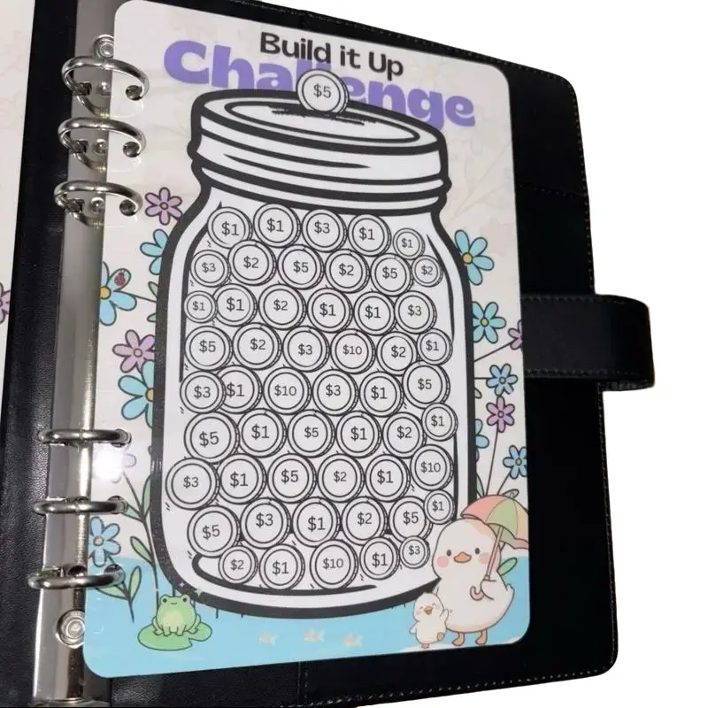 Build it Up Saving Jar Challenge Tracker A6 & A5 Laminated Reusable for Ongoing Tracking and Motivation