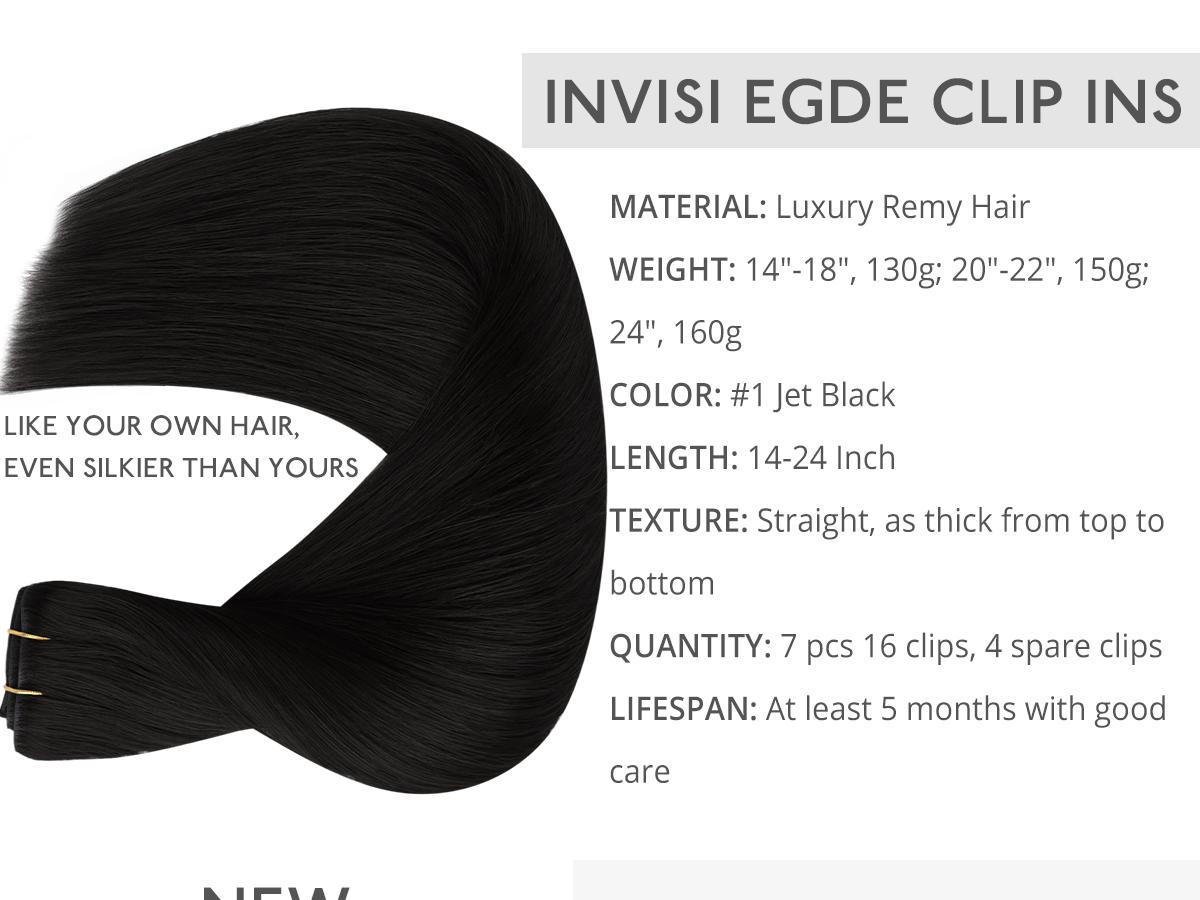 WENNALIFE Invisi Edge Clip in Hair Extensions Seamless Invisible Natural Straight Real Human Hair Chocolate Brown to Caramel Blonde SpringStatements