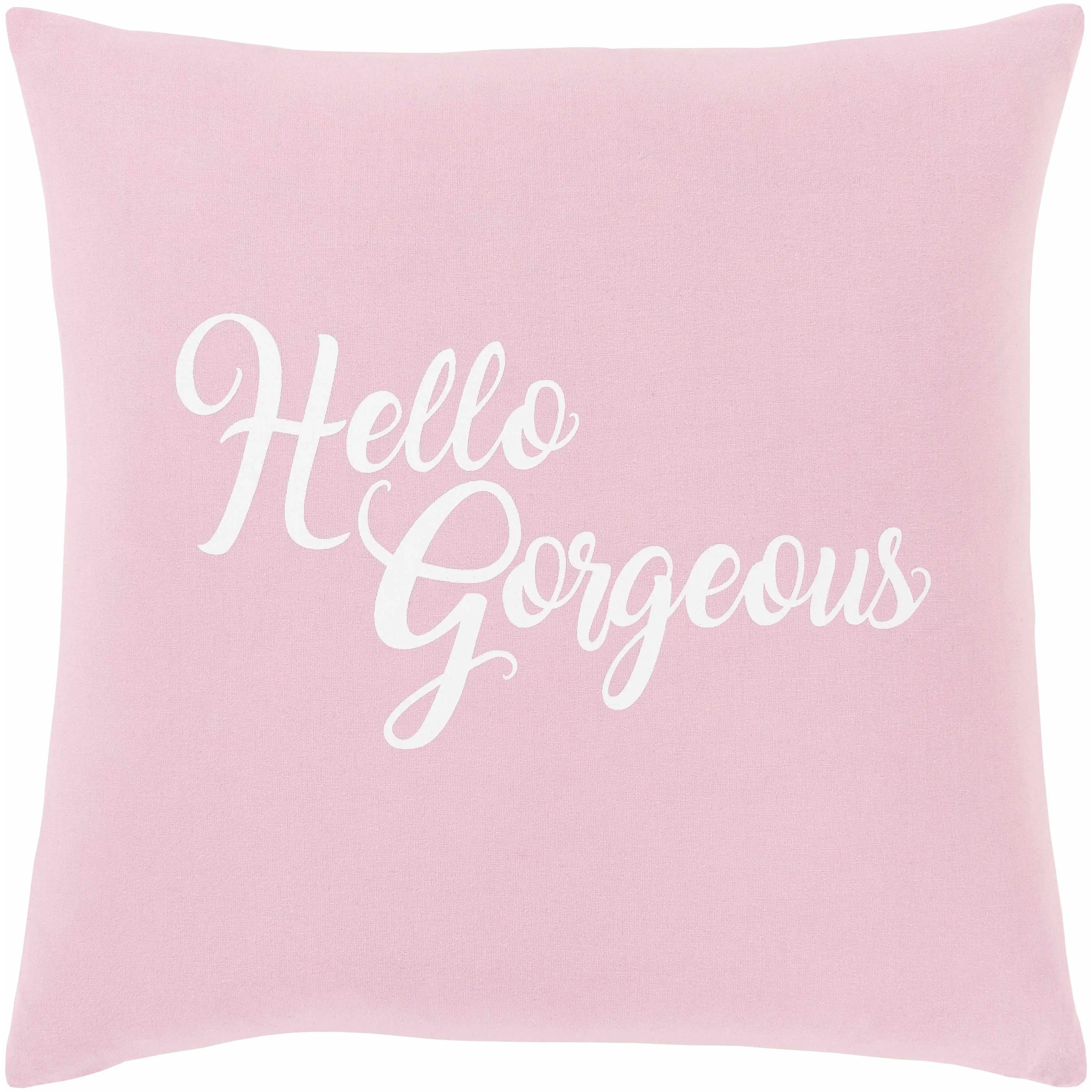 Kids Pink Hello Gorgeous Square Fabric Cover Throw Pillow - Sofa Cushion Decorations, Indoor Use Girls' Room Decor, Clearance Household Textile Accessory