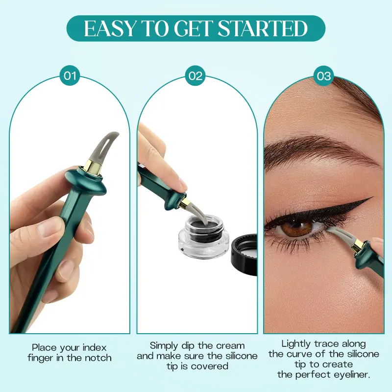 Product Introduction of 【Best Gift】Eyeliner Applicator Kit, Silicone Eyeliner Tool with Eyeliner Cream, Reusable Eye Liner For Shaky Hands Beginer Makeup Handle Cosmetic 7