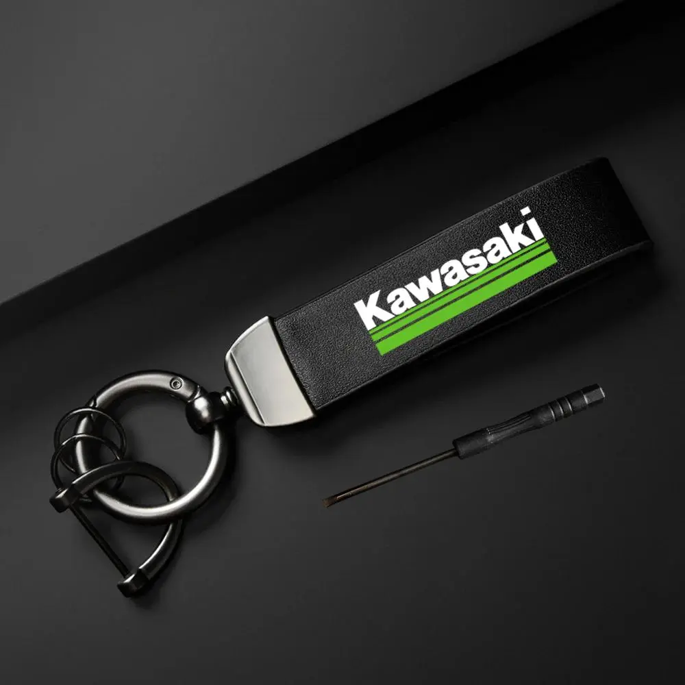 Motorcycle Design Keychain, PU Leather Exquisite Motorcycle Keychain, Stylish Keychain for Kawasaki Z900 Z650 Z750 Z800 Z1000 NINJA, Keyrings for Keys, Aesthetic Keychain