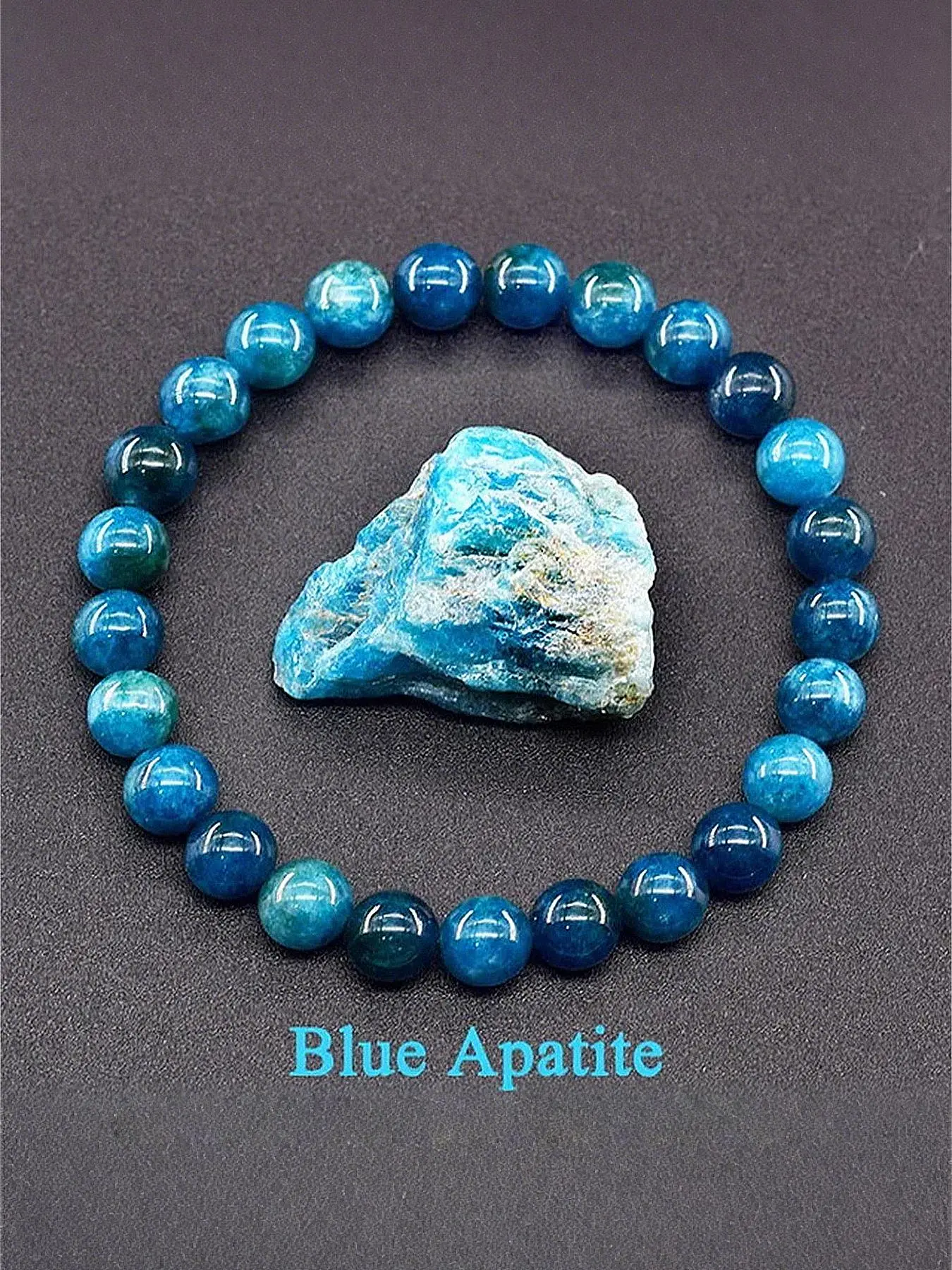 Natural Blue Apatite Beaded Bracelet, High Quality Bracelet, Authentic Touch, Fashionable Jewelry for Women & Men, Trendy All-match & Exquisite Jewelry for Birthday Gift, Premium Jewelry, Natural Gemstone, Beautiful Bracelets, Crystal Bracelets