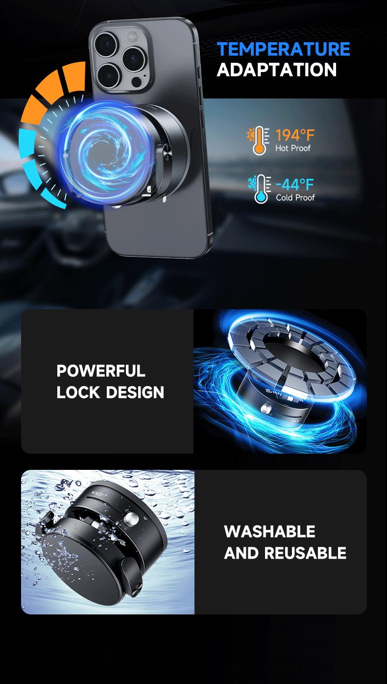 New-MAGIC JOHN 360° Magnetic Phone Holder Strong Magnetic Grip, Anti-Slip Base & Foldable Design for Car, Home & Travel