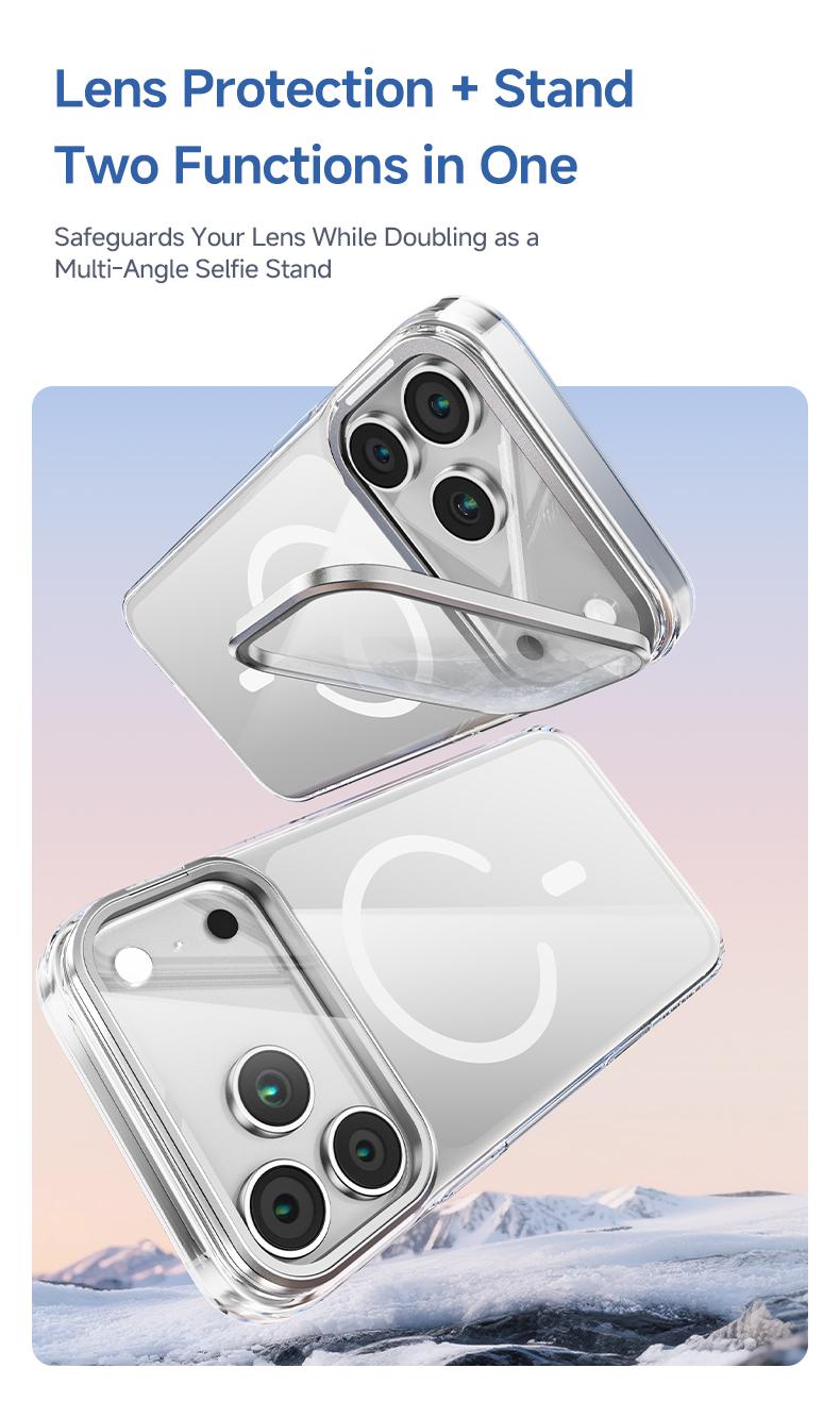 MAGIC JOHN for iPhone 17/Air/16/15 Pro Max Case with Adjustable Camera Cover Stand