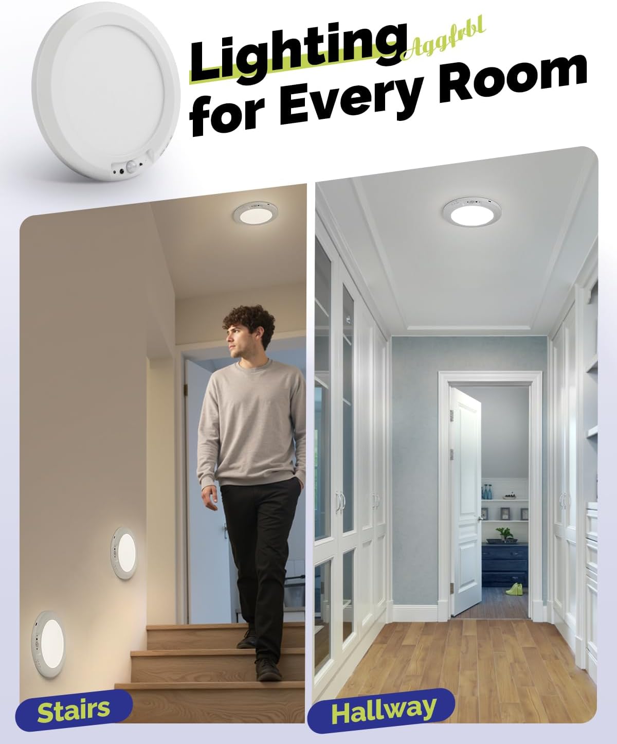 4/1Pcs Rechargeable Motion Sensor Ceiling Light with Remote, Magnetic Wireless Battery Operated LED Ceiling Lights, 3 Color Modes 3000K 4500K 6000K, USB Type-C Rechargeable, Plug-Free Lighting for Closet, Pantry, Hallway, Shower, Garage