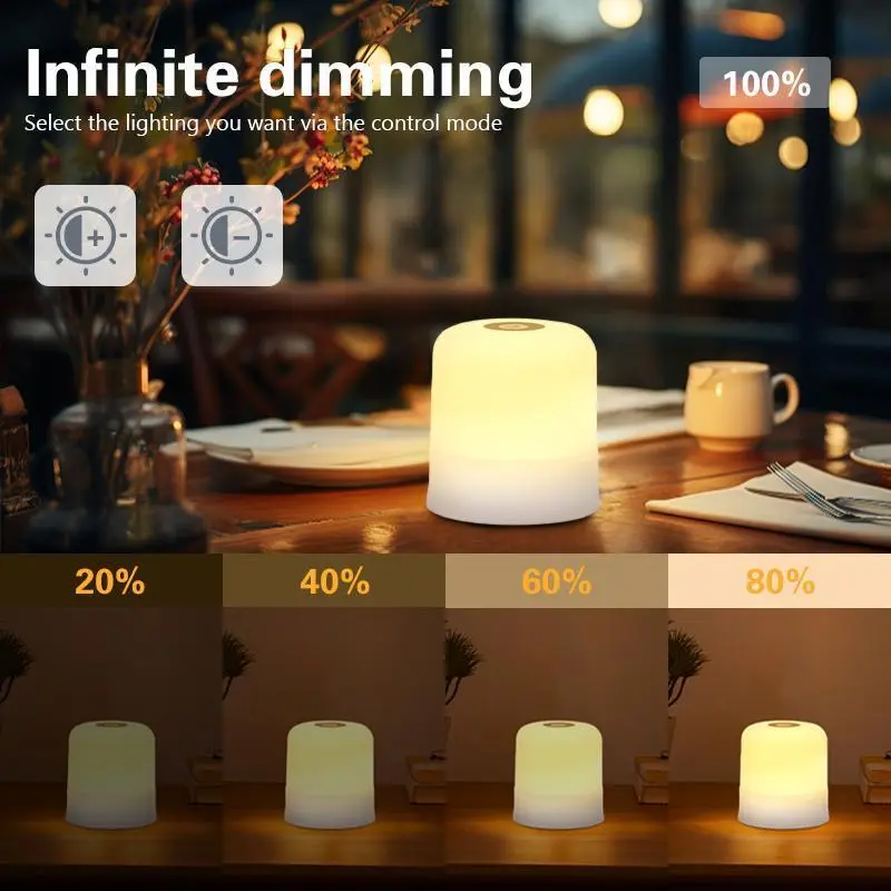 Portable Rechargeable TPU Touch Dimmable Mood Lamp - Adjustable Light Modes, Decorative Atmosphere Light, Dimmable Nightlight for Bedroom, Camping, Indoor Use