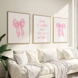 Modern Christian Art Christian Wall Art Scripture Wall Art Pink Wall Art Bible Verse Wall Art Coquette Christian Pink Bows