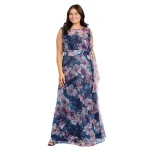 Floral Printed Organza Dress - Plus