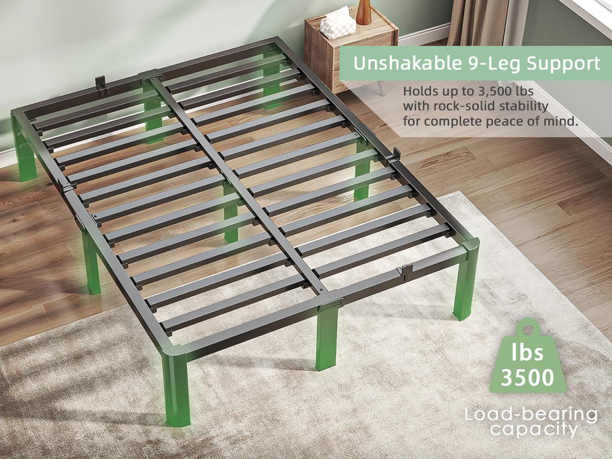 COZPAW Queen Size Metal Platform Bed Frame with Storage - 14/ 18 Inch Height, Heavy Duty 3500 lbs Capacity, Anti-Squeak Design, No Box Spring Needed, Easy Assembly