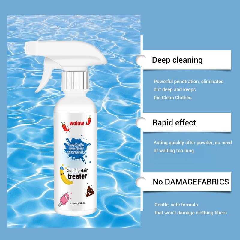 WOiOW Clothing Stain Remover Spray 200ml - Powerful Safe Biodegradable Formula for Clothes Carpets Quick Fix for Food Grease Set In Stains Portable Easy to Use Household Cleaner Detergent