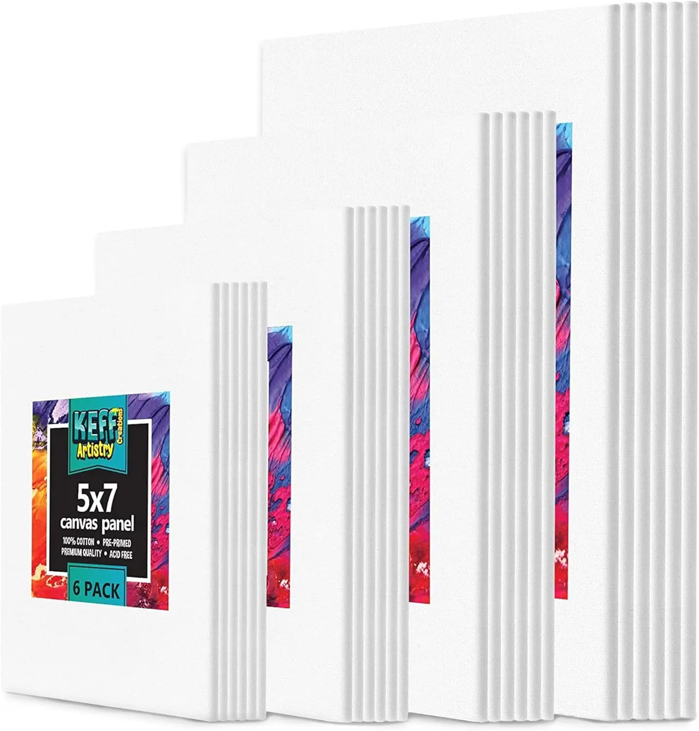 Canvases for Painting, 24 Pack Paint Canvas Board Panels Set 5x7, 8x10, 9x12, 11x14 Inches 100% Cotton Painting Supplies for Acrylic, Oil & Watercolor