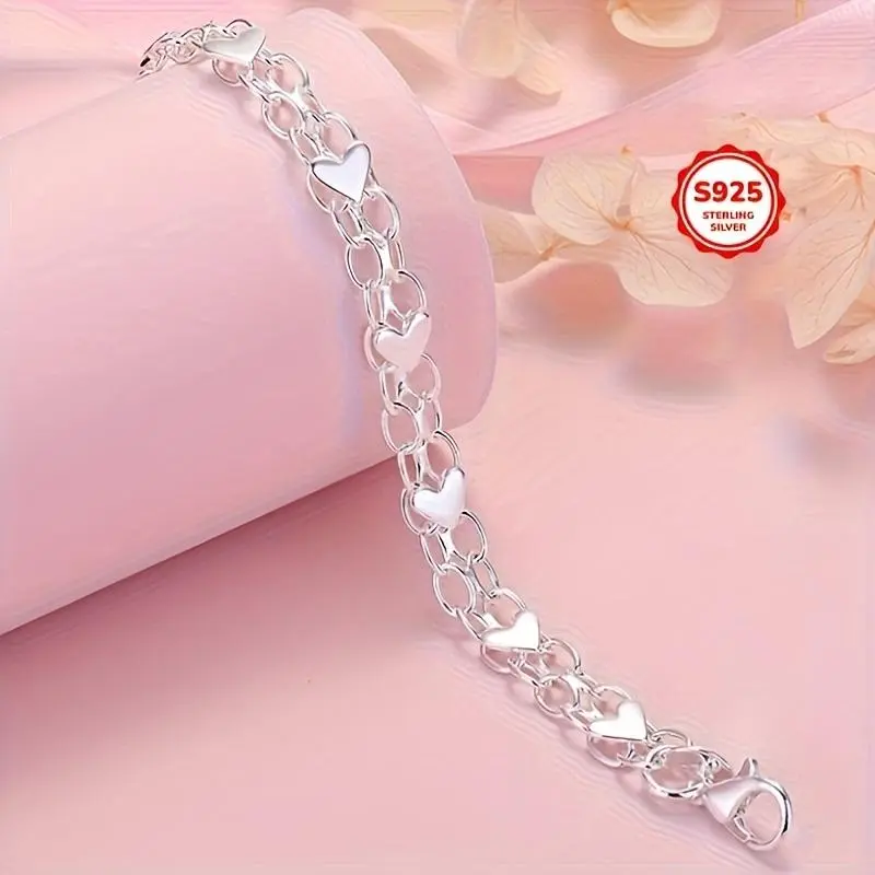 Opalux 925 Sterling Silver Bracelet - Hypoallergenic, Durable & Perfect For Couples, Everyday Accessory|Boho Style|Hypoallergenic Bracelet bangle high appearance bracelet popular gift