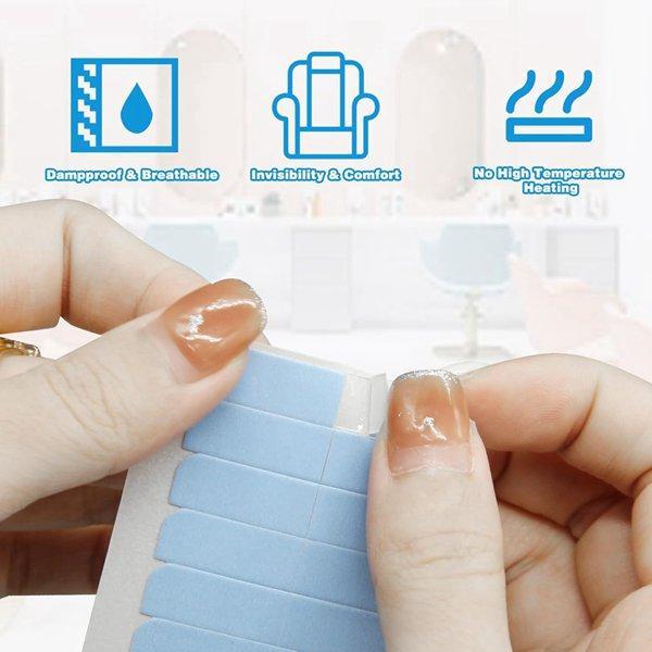 Hair Extension Tape Double Sided Adhesive Tape for Human Hair Extensions Replacement Stickers 20 Sets Blue High-Quality Durable Easy to Use