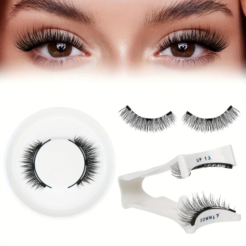 3D Magnetic Eyelash Set with Applicator Clip, Glue-Free and Alcohol-Free False Lashes, Easy-to-Use Synthetic Lashes, Diy Dramatic Lashes for a Natural Look, Comfortable Reusable DIY Eyelash Extensions Magnetic Eyelashes Kit, Fake Lashes