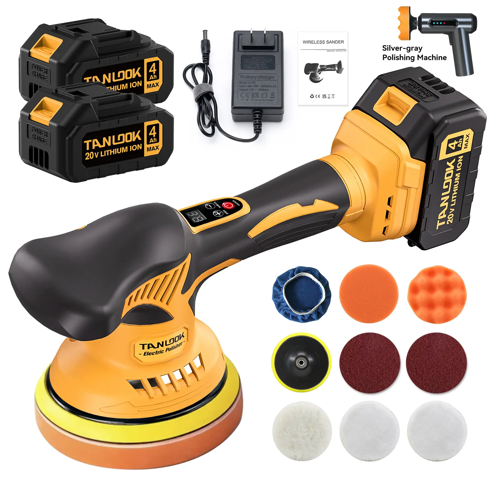 TANLOOK Portable Lithium Powered Auto Polishing Buffer Machine, Adjustable Speed Car Waxer for Car Detailing, Scratch Repair, RV, Motorcycle, Home DIY Polishing Projects fathersday gift