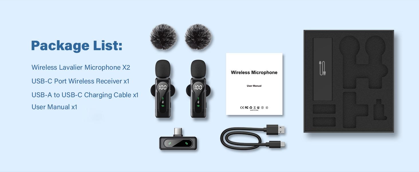Wireless Lavalier Microphone Dual Set – Plug & Play Clip-on Mic with Auto Pairing, Magnetic Mount, Noise Cancelling, for iPhone, Android, USB-C Devices, YouTube, Podcast & Video Recording Wireless Lavalier Microphone Dual Set – Plug & Play Clip-on Mic with Auto Pairing, Magnetic Mount, Noise Cancelling, for iPhone, Android, USB-C Devices, YouTube, Podcast & Video Recording