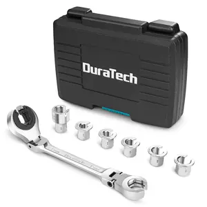 #SpringGlowUp DURATECH 7-In-1 Ratcheting Wrench Set with Open Flex-head, Metric Ratcheting Tubing Wrench Set, 8-14mm, 72-Tooth Gear, CR-V Steel, with Tool Box, Gifts for Men