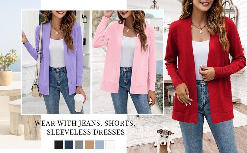 Imily Bela Womens Cardigan Sweater Long Sleeve Open Front Knit Cardigan Sweater with Pockets