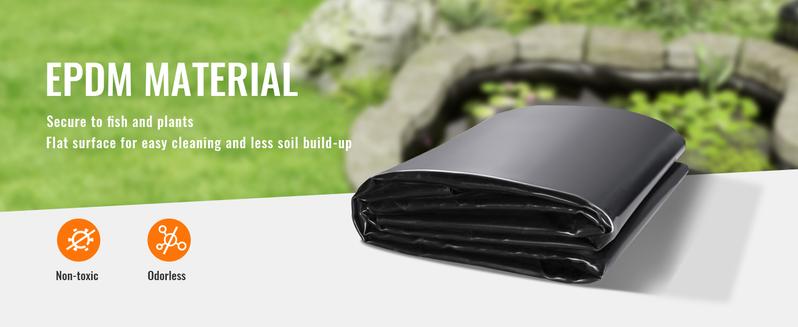 VEVOR Pond Liner, TikTokShopBlackFriday, 15 x 20 ft 45 Mil Thickness, Pliable EPDM Material Pond Skins, Easy Cutting Underlayment for Fish or Koi Ponds, Water Features, Waterfall Base, Fountains, Water Gardens