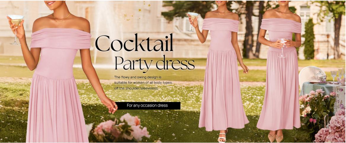 ZESICA Women's Off The Shoulder Maxi Dress 2025 Summer Sleeveless Casual Slim Swing Pleated Formal Party Dresses ZESICA Women's Off The Shoulder Maxi Dress 2025 Summer Sleeveless Casual Slim Swing Pleated Formal Party Dresses