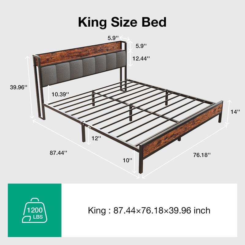 Novilla Bed Frame with Charging Station USB/Type-C & Storage Headboard, Modern Metal Platform Bed Frame, Easy Assembly, Heavy Duty Slats Support, Noise Free, No Box Spring Needed,Twin/Full/Queen/King Size Novilla Bed Frame with Charging Station USB/Type-C & Storage Headboard, Modern Metal Platform Bed Frame, Easy Assembly, Heavy Duty Slats Support, Noise Free, No Box Spring Needed,Twin/Full/Queen/King Size