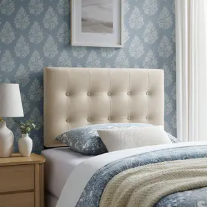 Emily Stain-Resistant Performance Velvet Twin Size Headboard in Alabaster