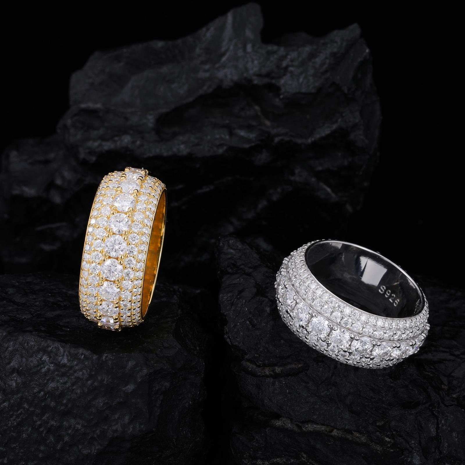 【#R60 】UCCIYO Lab-Created Moissanite Rings For Men Hip Hop Pave Setting S925 Sterling Silver Rings Hip Hop Jewelry FallFreshness