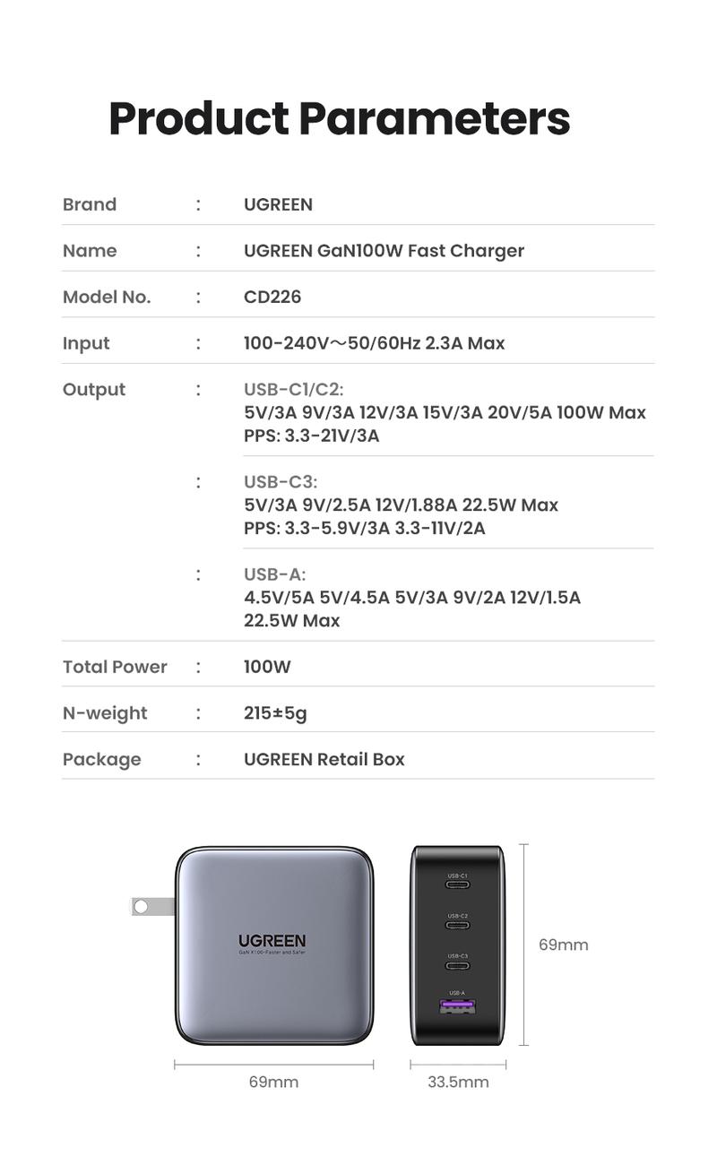 UGREEN 100W/140W/200W Nexode USB C Super Charger. 4-Port GaN Foldable Wall Adapter. Perfect for MacBook Pro/Air, iPad Pro, iPhone 17/16/15 Pro. Fast Charging Charger,September Restock，TikTokShopBlackFriday ,TikTokShopJumpstartSale