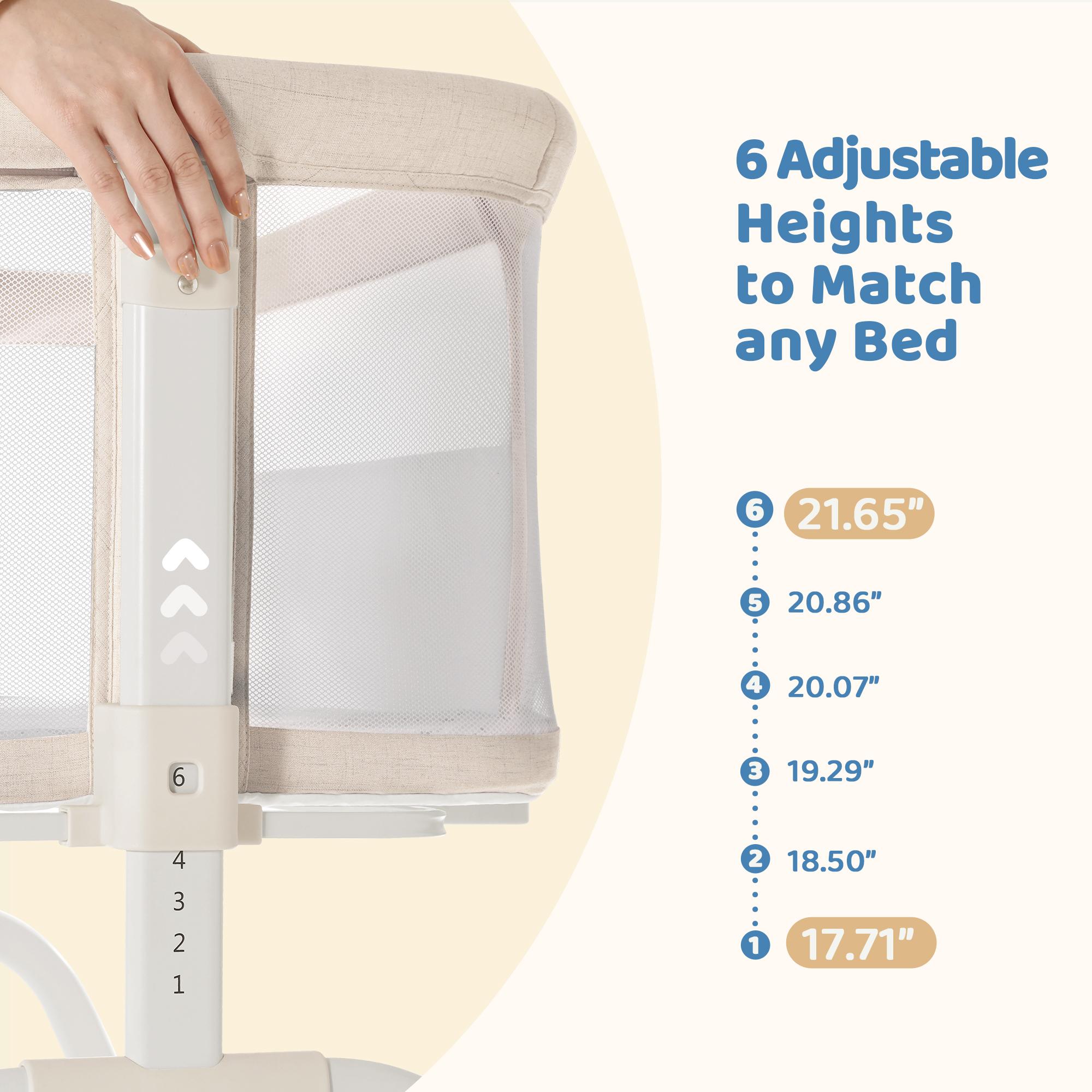 HARPPA Cuddly Lite 2-in-1 Baby Bassinet & Bedside Sleeper, storage Bassinet for Baby with Wheels & Storage Basket, Portable Crib, Breathable Mesh and Mattress, Height Adjustable