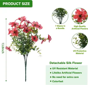 Mixed Color UV Resistant Artificial Flowers 6/12/24 Pcs, Outdoor Indoor Fake Flowers for Home Garden Yard Wedding Party Decoration