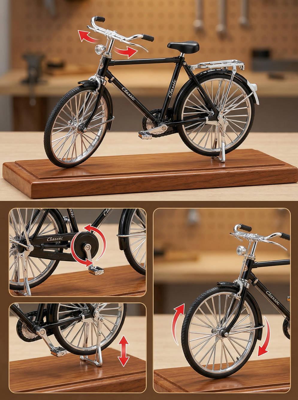 2026 New 51 Pcs DIY Retro Bicycle Model Ornament For Kids, Creative 1:10 Simulation Mini Bicycle Model Scale Kit With Inflator and Briefcase, Finger Bike Models Toys For Desktop Decoration Ornament