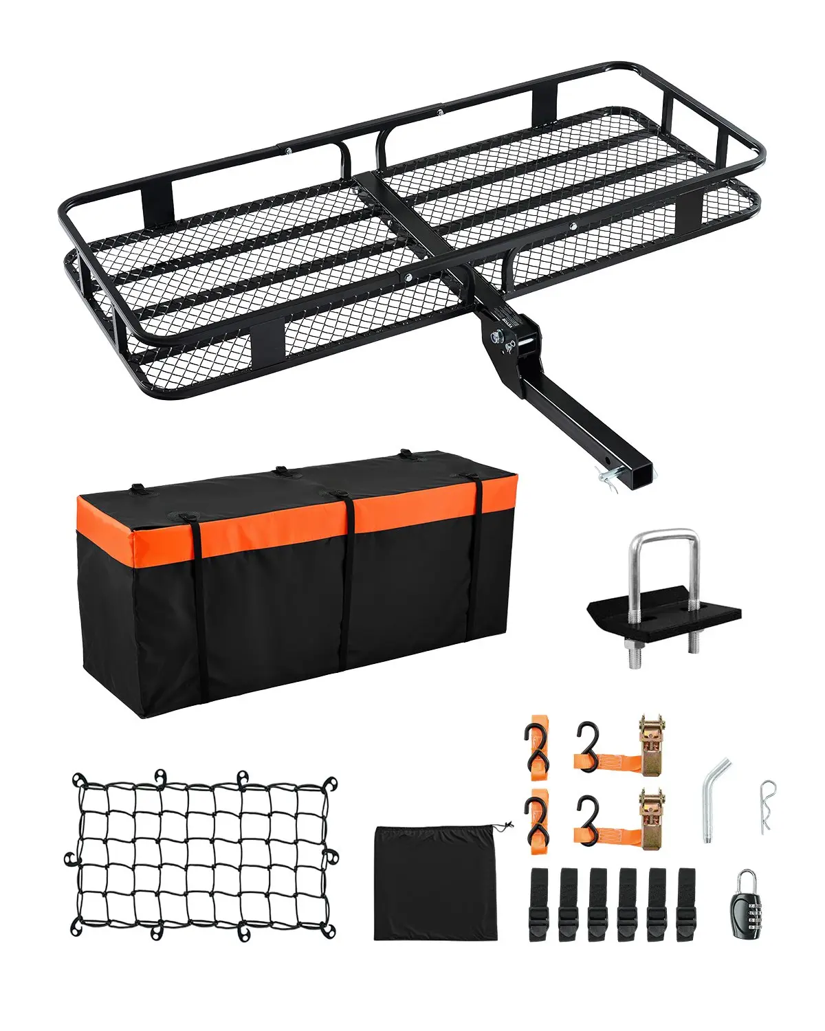 【Summerfinds】VEVOR 500 lbs Hitch Cargo Carrier Folding Hitch Cargo Carrier with Cargo Net