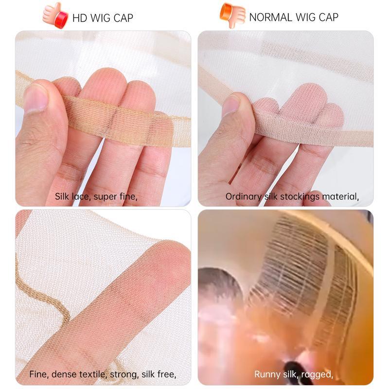 [Wequeen] 1 Pack 2 Pcs HD Wig Cap For Lace Wig Transparent Elastic Wig Cap Perfect For Professional Use