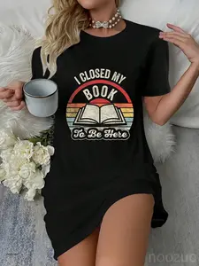 Retro Vintage I Closed My Book To Be Here Book Lover Reading Casual Dress