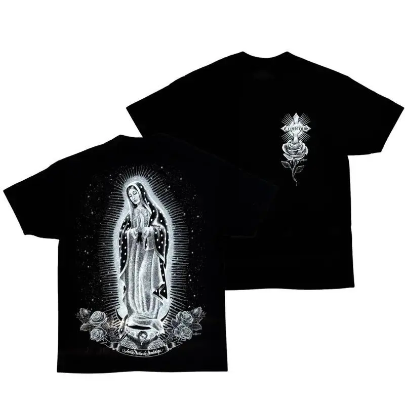 Men's Black Vintage Mexican Jesus Graphic Cotton Streetwear T-Shirt - Short-Sleeve Round Neck Chicano-Inspired Smile Design Casual Top, Breathable Cotton Keeps You Cool, Easy Base Layer Under Hoodies, Gifts for Him, T Shirts, Graphic Shirt