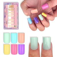 Short Sharp Square Nail Tips Macaron Mix 