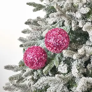 Mixed Fuchsia Pink Beaded & Sequin Adorned Christmas Ball Ornament - Set of 2
