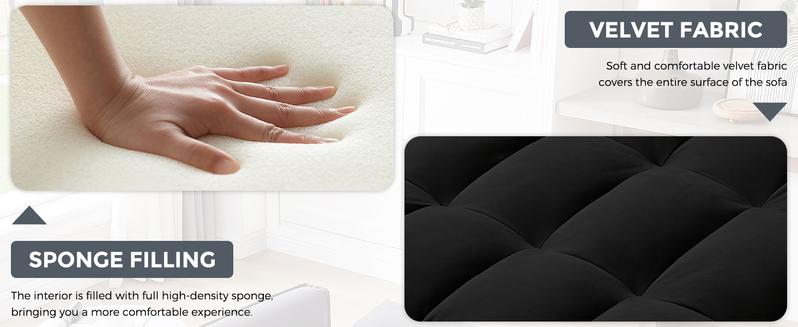 55” 3-in-1 Velvet Convertible Sofa Bed – Modern Double Sofa, Lounge Chair & Sleeper Bed with Adjustable Backrest | Includes Pillows & Storage Bag | Small Space, Apartment & Living Room Furniture | Velvet Futon, Multi-Functional – Easy 20 Min Assembly