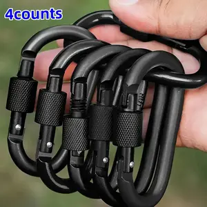 Aluminum Alloy Carabiner Clips, D-Ring Spring Hooks with Screw Door, Outdoor Keychain Buckle, Multi-Functional Portable Hiking Camping, Climbing Carabiner