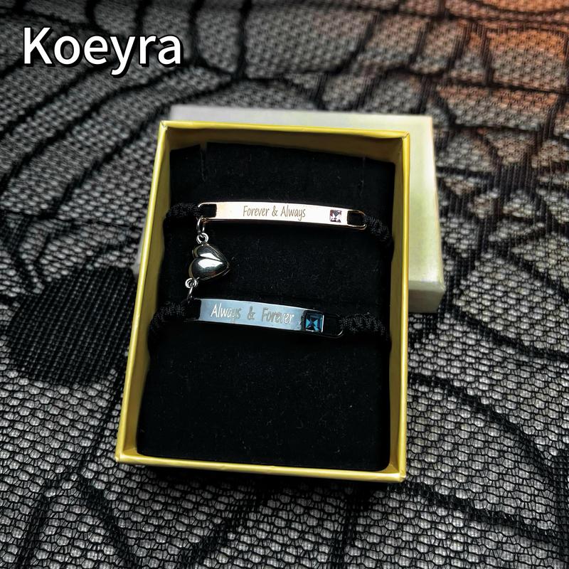 Adjustable Couple Bracelet Set, Heart Rate Bracelet, Fashion Bracelet for Couples, Daily Clothing Decor, Trendy All-match & Exquisite Jewelry for Birthday Love Gift, Heart Charm Bracelet