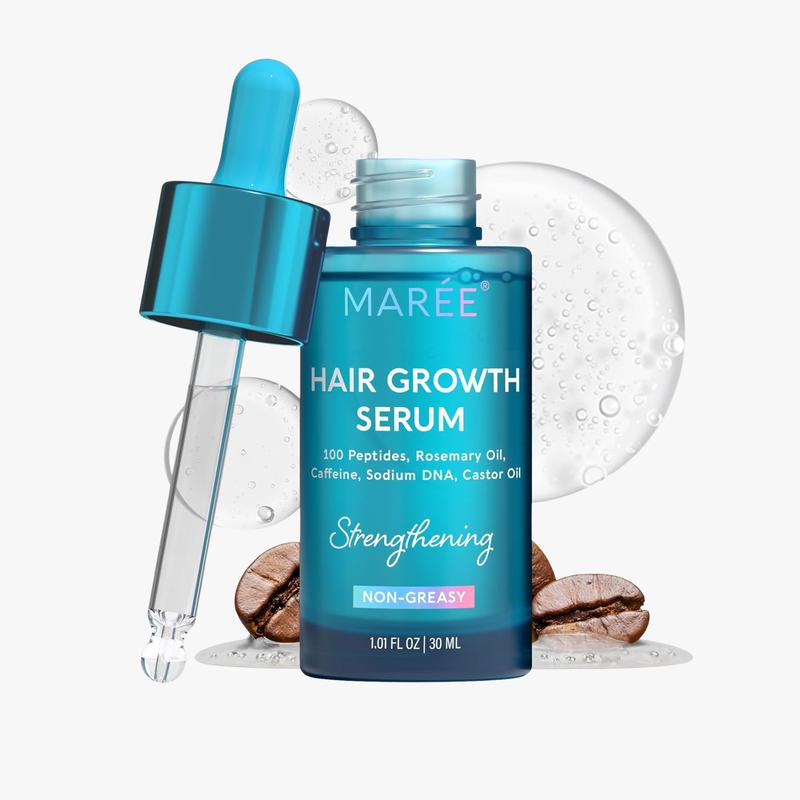 Hair Growth Serum MAREE - Caffeine Peptides Castor Rosemary Oil for Stronger Roots & Fuller Hair - Non-Greasy Formula - 30 ML Hair Growth Serum MAREE - Caffeine Peptides Castor Rosemary Oil for Stronger Roots & Fuller Hair - Non-Greasy Formula - 30 ML