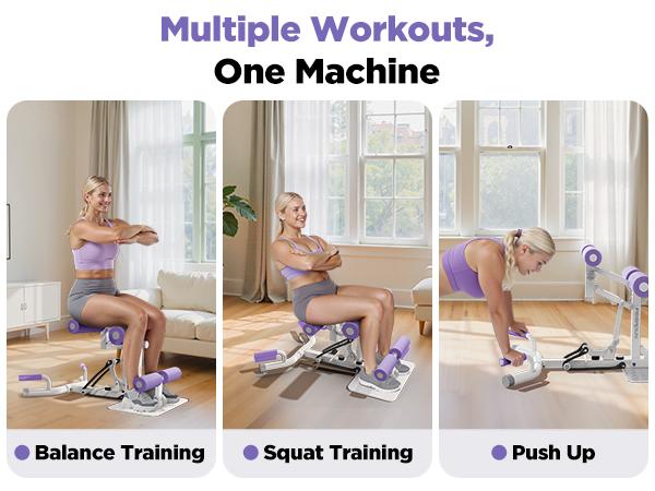 FEIERDUN DQ2Adjustable Deep Squat Machine - 7 Level Resistance Glute & Leg Trainer for Home, Multi-Functional Equipment for Women to Strengthen Core, Hips and Thighs, abdominal bench