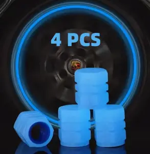 4-Piece Set Universal Fluorescent Car Tire Valve Caps, Glow-in-the-Dark Tire Pressure Caps, Tire Valve Caps for Cars, Motorcycles, SUVs, Trucks and Bicycles, Valves and Caps, Valve Caps